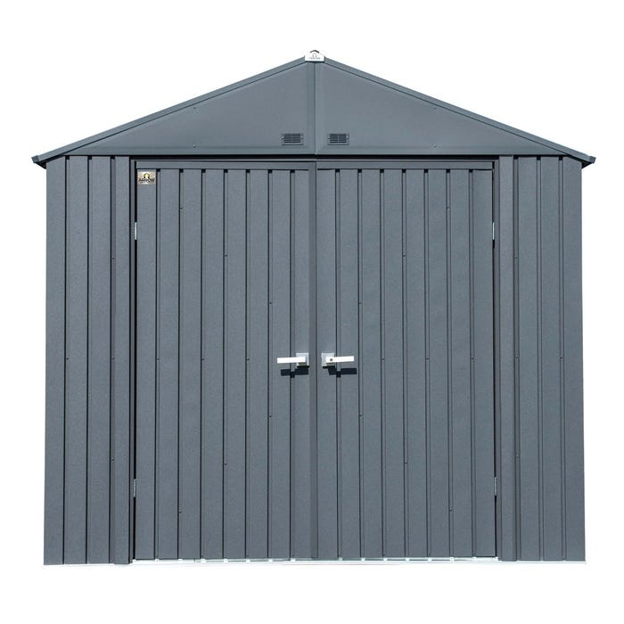 Arrow Elite Steel Storage Shed, Metal Sheds, 8x6, Anthracite, Part# EG86AN Arrow Elite Steel Storage Shed, Metal Sheds, 8x6, Anthracite, Part# EG86AN