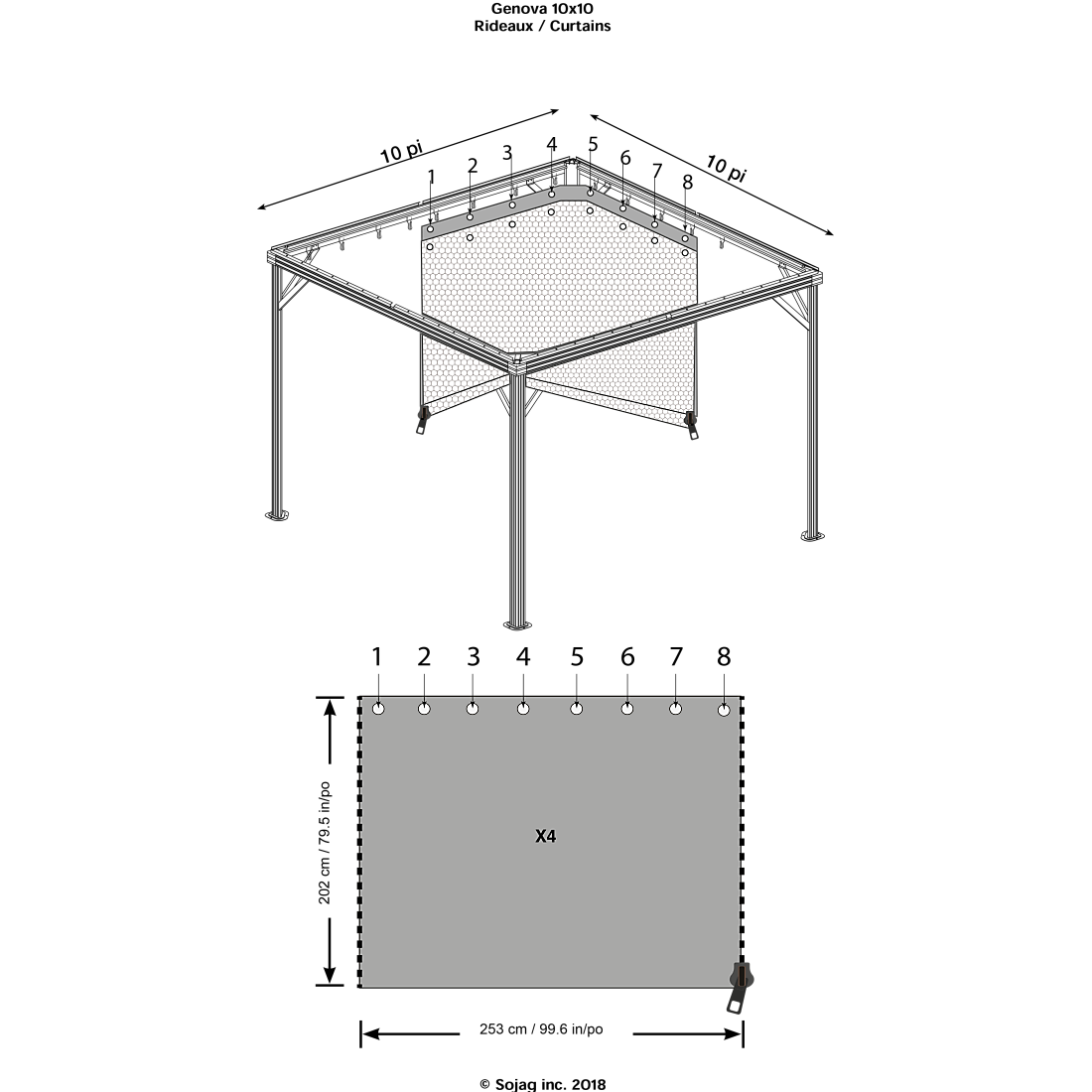 Curtains for Genova Gazebo, 10 ft. x 10 ft. Brown, Gazebo Not Included