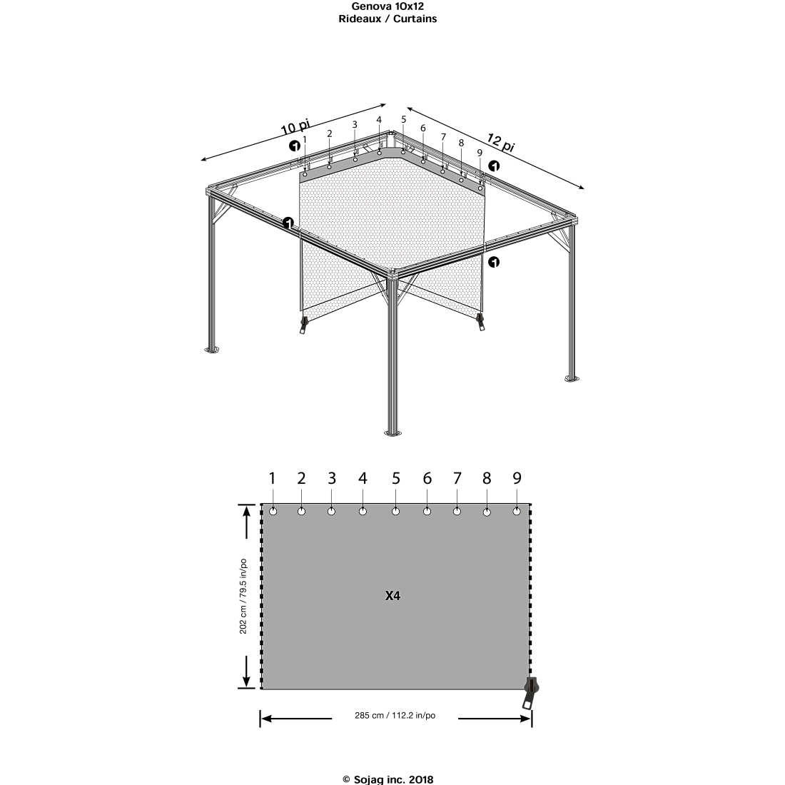 Curtains for Genova Gazebo, 10 ft. x 12 ft. Brown, Gazebo Not Included
