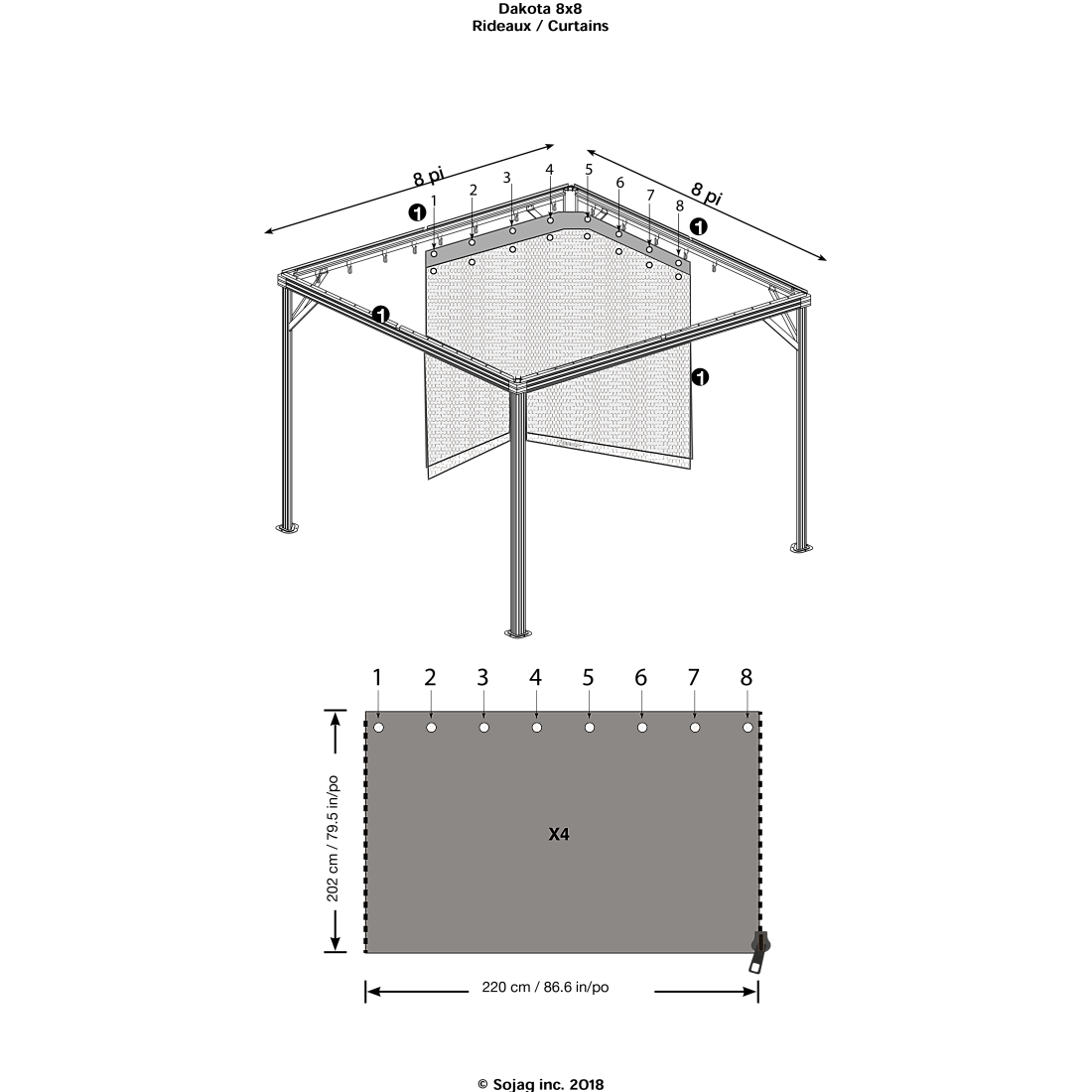Curtains for Dakota Gazebo, 8 ft. x 8 ft. Brown, Gazebo Not Included