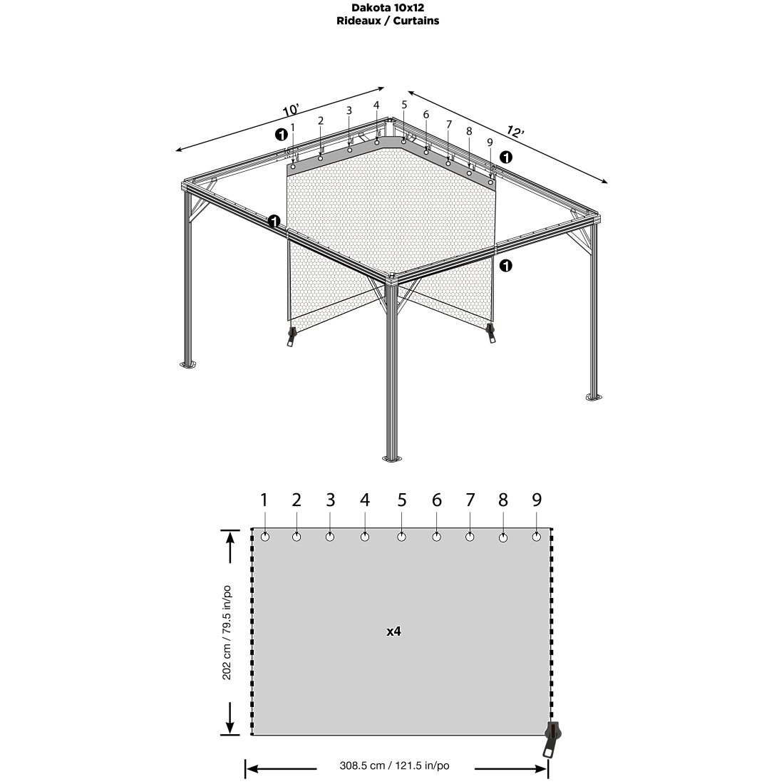 Curtains for Dakota Gazebo, 10 ft. x 12 ft. Brown, Gazebo Not Included