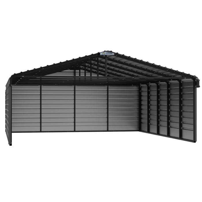 Arrow 20 x 24 x 7 ft Charcoal 3 Sided Carport 16 Arrow 20 x 24 x 7 ft Charcoal 3 Sided Carport 16