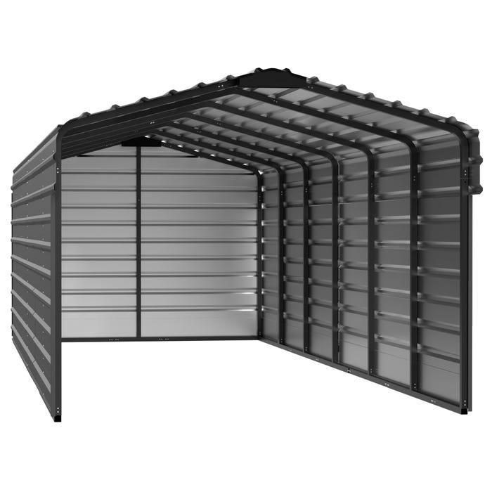 Arrow 10 x 29 x 7 ft Charcoal 3 Sided Carport 14 Arrow 10 x 29 x 7 ft Charcoal 3 Sided Carport 14