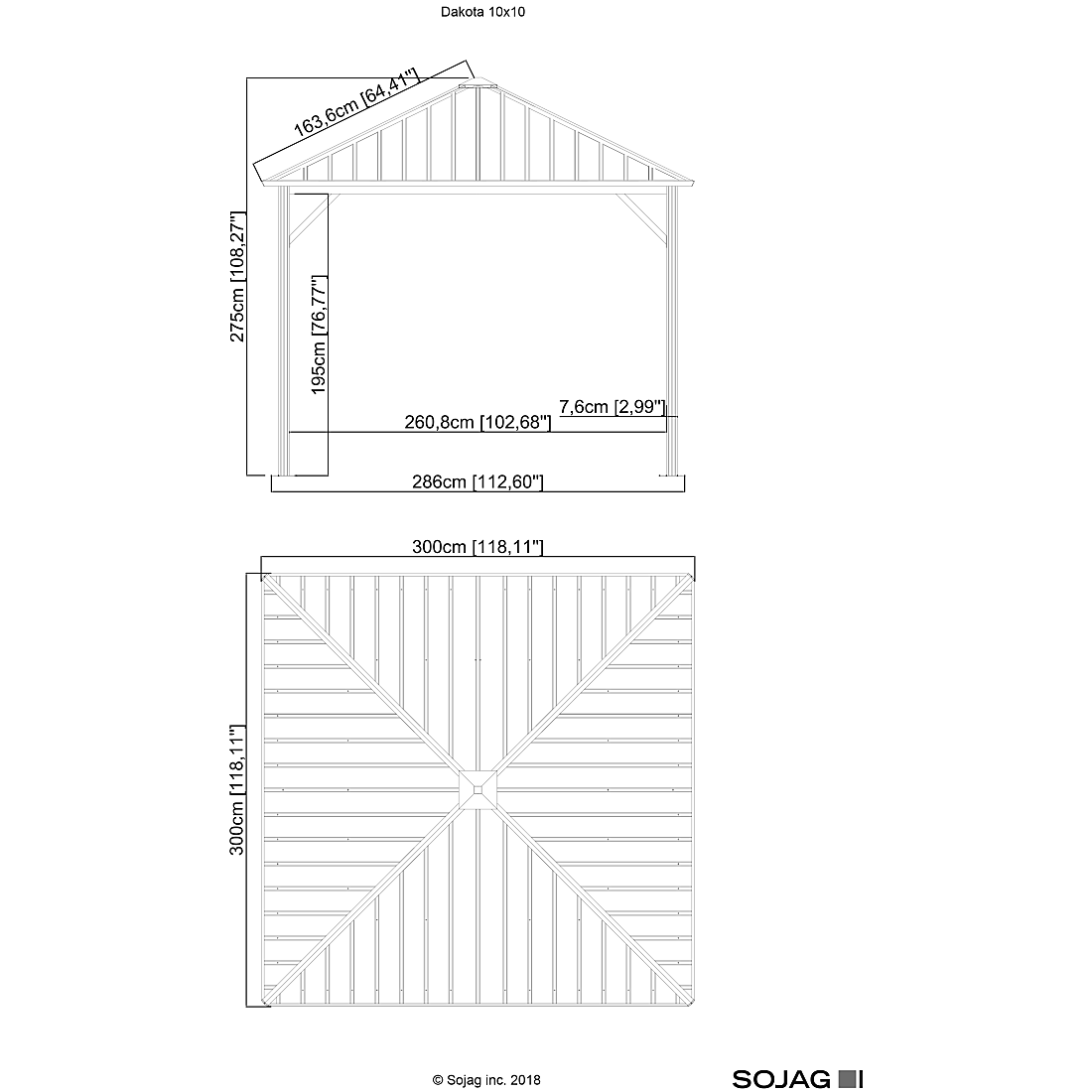 Dakota Hardtop Gazebo, 10 ft. x 10 ft. Dark Brown