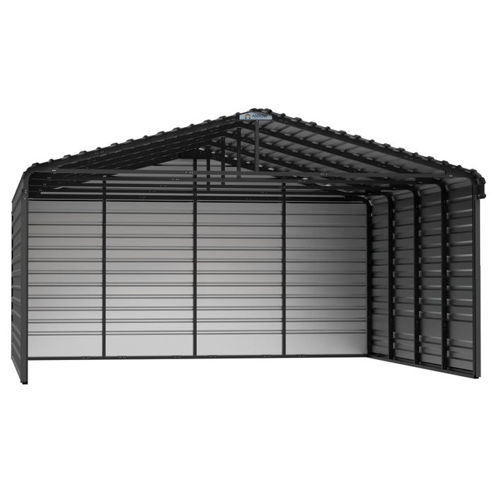 Arrow 20 x 20 x 9 ft Charcoal 3 Sided Carport 16 Arrow 20 x 20 x 9 ft Charcoal 3 Sided Carport 16