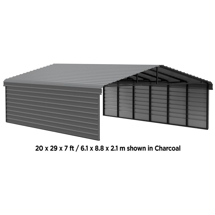 Arrow 20 x 42 x 7 ft Charcoal Carport with 2-Sided Enclosure 10 Arrow 20 x 42 x 7 ft Charcoal Carport with 2-Sided Enclosure 10