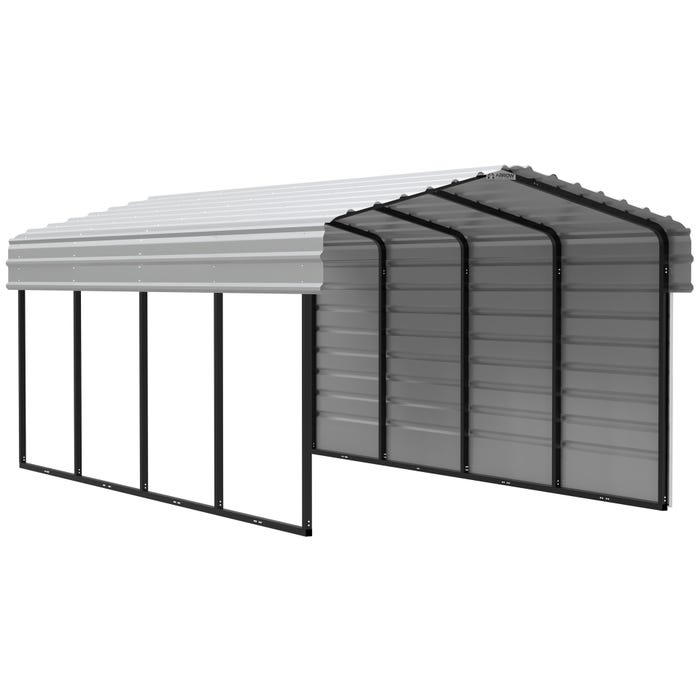 Arrow 20 x 10 ft Eggshell Carport with 1-sided Enclosure 16 Arrow 20 x 10 ft Eggshell Carport with 1-sided Enclosure 16