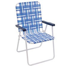 High Back Folding Web Chair, Blue / White