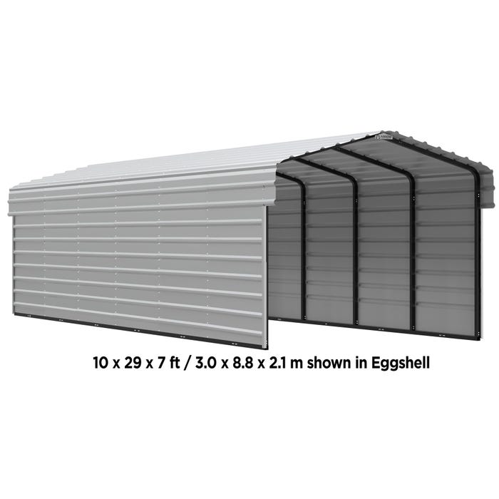 Arrow 10 x 51 x 7 ft Eggshell Carport with 2-Sided Enclosure 10 Arrow 10 x 51 x 7 ft Eggshell Carport with 2-Sided Enclosure 10