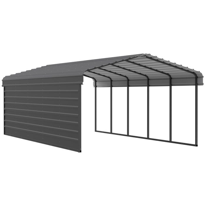Arrow 24 x 12 x 7 ft Charcoal Carport with 1-sided Enclosure 16 Arrow 24 x 12 x 7 ft Charcoal Carport with 1-sided Enclosure 16