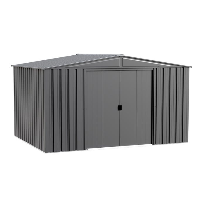 Arrow Essentials 10 x 10 x 6.3 ft Charcoal Arrow Essential Steel Shed 6 Arrow Essentials 10 x 10 x 6.3 ft Charcoal Arrow Essential Steel Shed 6