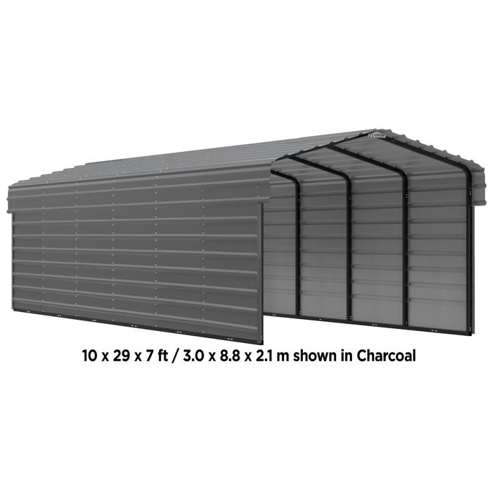 Arrow 10 x 87 x 7 ft Charcoal Carport with 2-Sided Enclosure 10 Arrow 10 x 87 x 7 ft Charcoal Carport with 2-Sided Enclosure 10