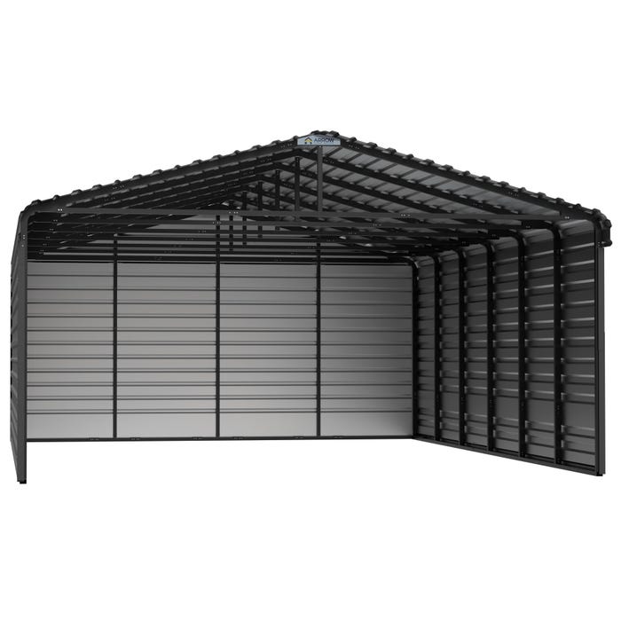 Arrow 20 x 29 x 9 ft Charcoal 3 Sided Carport 16 Arrow 20 x 29 x 9 ft Charcoal 3 Sided Carport 16
