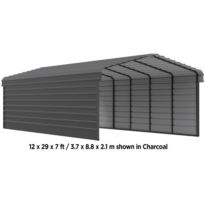 Arrow 12 x 42 x 7 ft Charcoal Carport with 2-Sided Enclosure 10 Arrow 12 x 42 x 7 ft Charcoal Carport with 2-Sided Enclosure 10