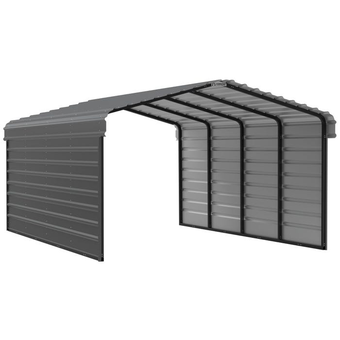 Arrow 20 x 12 x 7 ft Charcoal Carport with 2-sided Enclosure 18 Arrow 20 x 12 x 7 ft Charcoal Carport with 2-sided Enclosure 18
