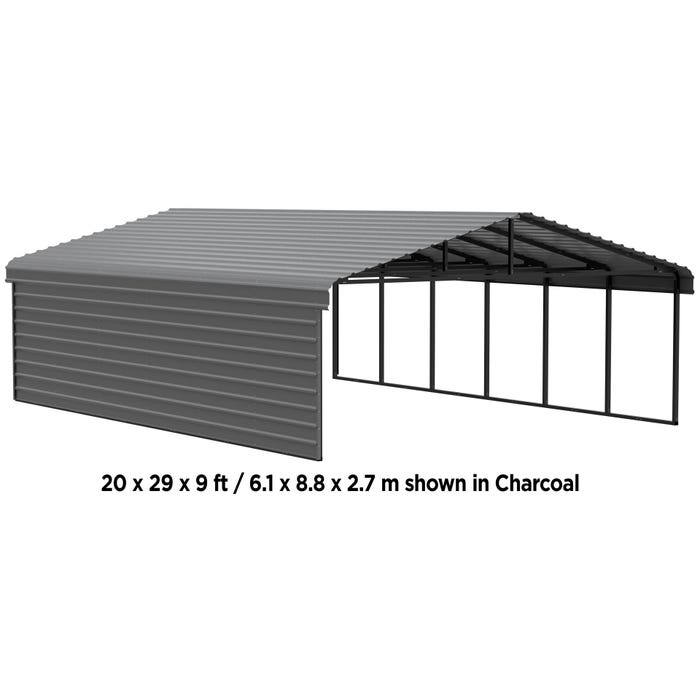 Arrow 20 x 38 x 9 ft Charcoal Carport with 1-Sided Enclosure 10 Arrow 20 x 38 x 9 ft Charcoal Carport with 1-Sided Enclosure 10