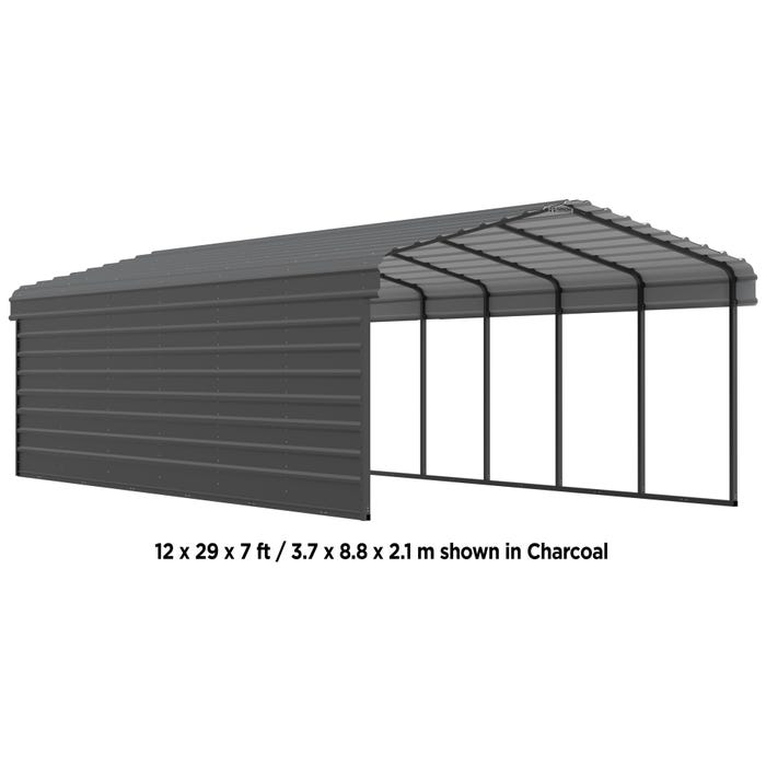Arrow 12 x 78 x 7 ft Charcoal Carport with 1-Sided Enclosure 10 Arrow 12 x 78 x 7 ft Charcoal Carport with 1-Sided Enclosure 10