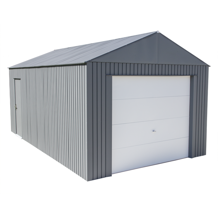 Everest Steel Garage, Wind and Snow Rated Storage Building Kit, 12 ft. x 20 ft. Charcoal