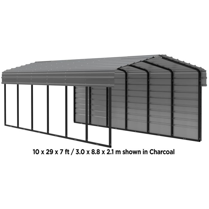 Arrow 10 x 38 x 7 ft Charcoal Carport with 1-Sided Enclosure 10 Arrow 10 x 38 x 7 ft Charcoal Carport with 1-Sided Enclosure 10