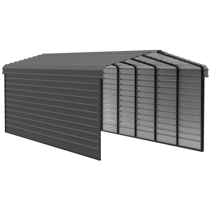 Arrow 29 x 12 x 9 ft Charcoal Carport with 2-sided Enclosure 16 Arrow 29 x 12 x 9 ft Charcoal Carport with 2-sided Enclosure 16