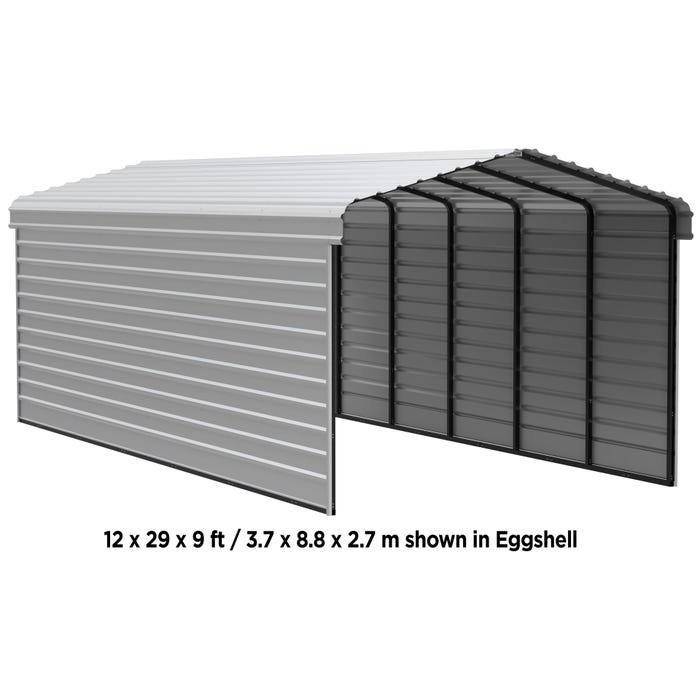 Arrow 12 x 65 x 9 ft Eggshell Carport with 2-Sided Enclosure 6 Arrow 12 x 65 x 9 ft Eggshell Carport with 2-Sided Enclosure 6