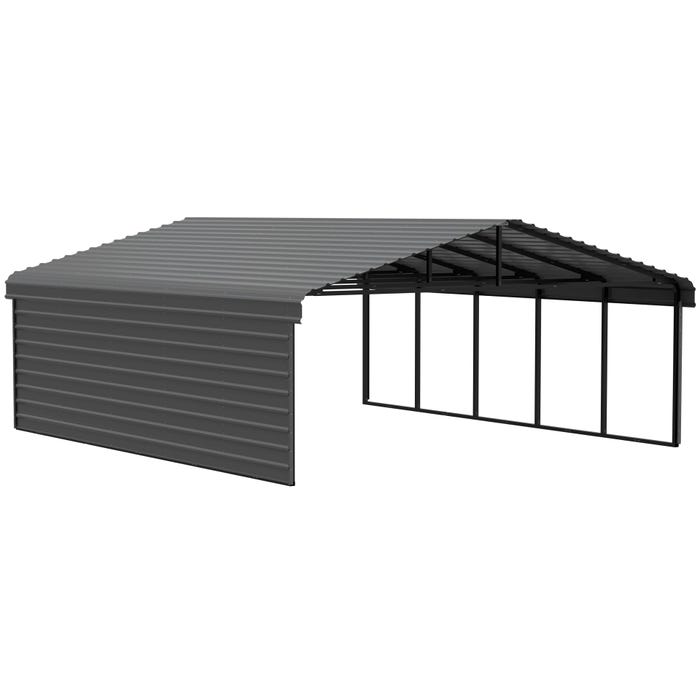 Arrow 24 x 20 x 7 ft Charcoal Carport with 1-sided Enclosure 16 Arrow 24 x 20 x 7 ft Charcoal Carport with 1-sided Enclosure 16