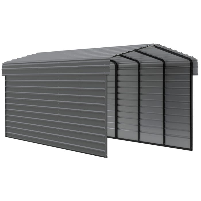 Arrow 24 x 10 ft Charcoal Carport with 2-sided Enclosure 16 Arrow 24 x 10 ft Charcoal Carport with 2-sided Enclosure 16