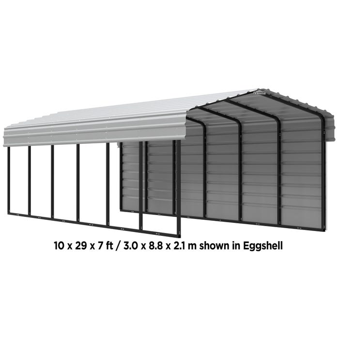 Arrow 10 x 100 x 7 ft Eggshell Carport with 1-Sided Enclosure 10 Arrow 10 x 100 x 7 ft Eggshell Carport with 1-Sided Enclosure 10