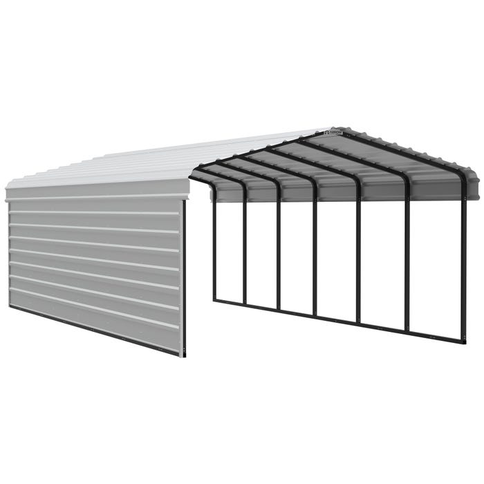 Arrow 29 x 12 x 7 ft Eggshell Carport with 1-sided Enclosure 16 Arrow 29 x 12 x 7 ft Eggshell Carport with 1-sided Enclosure 16
