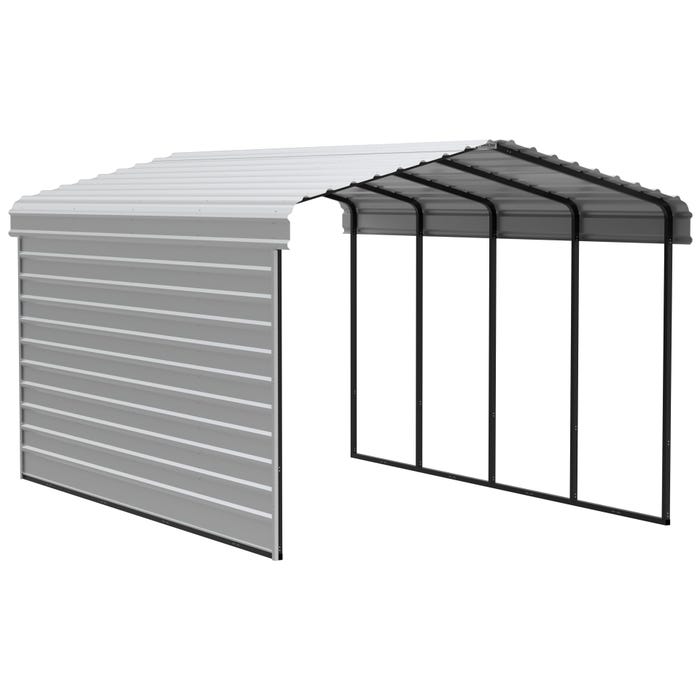 Arrow 20 x 12 x 9 ft Eggshell Carport with 1-sided Enclosure 16 Arrow 20 x 12 x 9 ft Eggshell Carport with 1-sided Enclosure 16