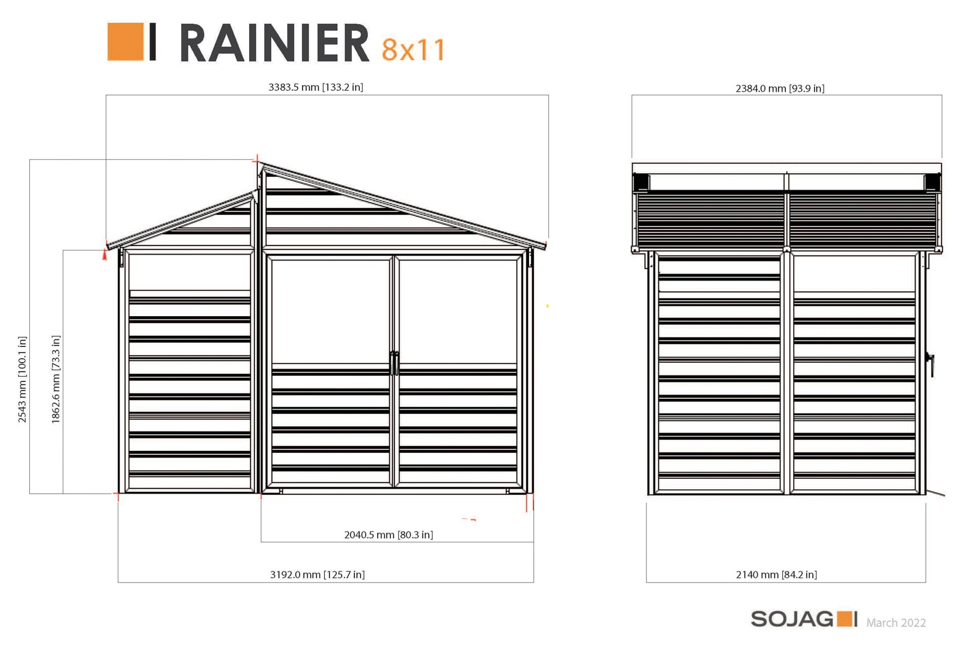 Sojag Rainier 8 x 11 ft. Aluminum Frame Storage Shed