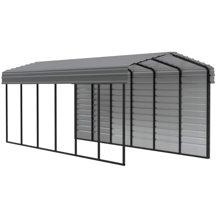 Arrow 10 x 38 x 9 ft Charcoal Carport with 1-Sided Enclosure 10 Arrow 10 x 38 x 9 ft Charcoal Carport with 1-Sided Enclosure 10