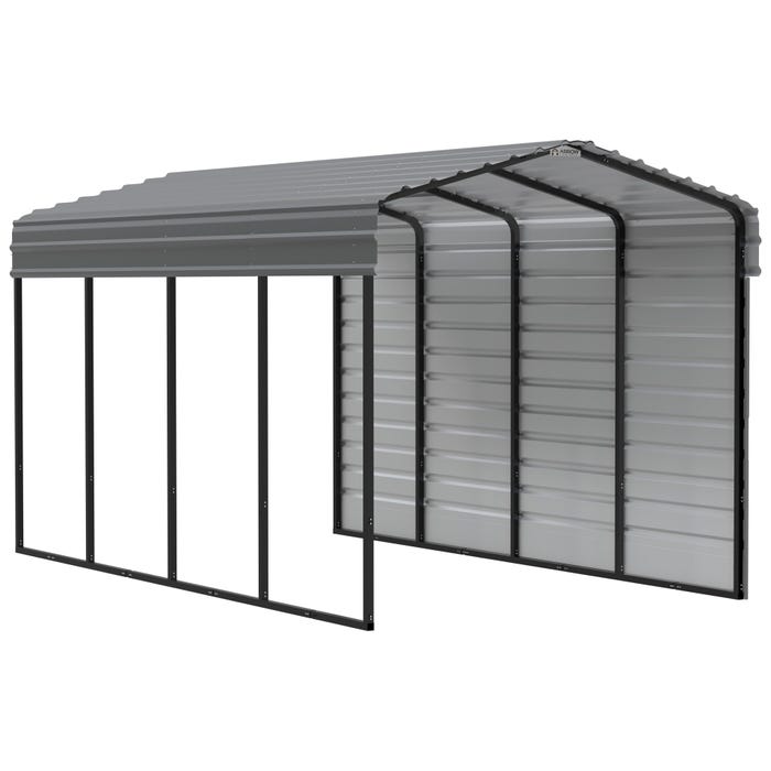 Arrow 20 x 10 ft Charcoal Carport with 1-sided Enclosure 18 Arrow 20 x 10 ft Charcoal Carport with 1-sided Enclosure 18