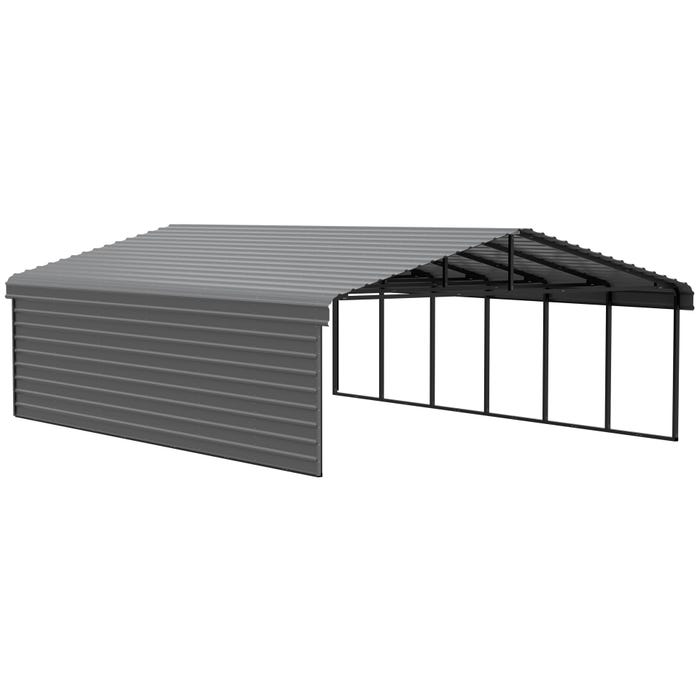 Arrow 29 x 20 x 9 ft Charcoal Carport with 2-sided Enclosure 16 Arrow 29 x 20 x 9 ft Charcoal Carport with 2-sided Enclosure 16