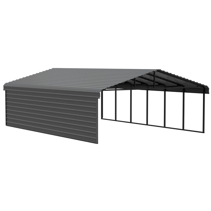 Arrow 29 x 20 x 7 ft Charcoal Carport with 2-sided Enclosure 19 Arrow 29 x 20 x 7 ft Charcoal Carport with 2-sided Enclosure 19