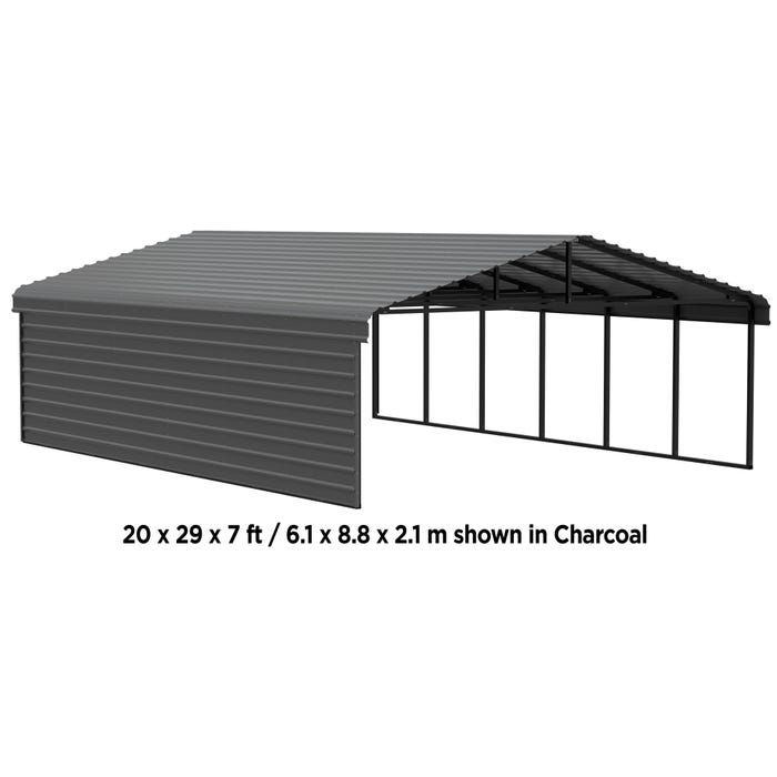 Arrow 20 x 91 x 7 ft Charcoal Carport with 1-Sided Enclosure 10 Arrow 20 x 91 x 7 ft Charcoal Carport with 1-Sided Enclosure 10