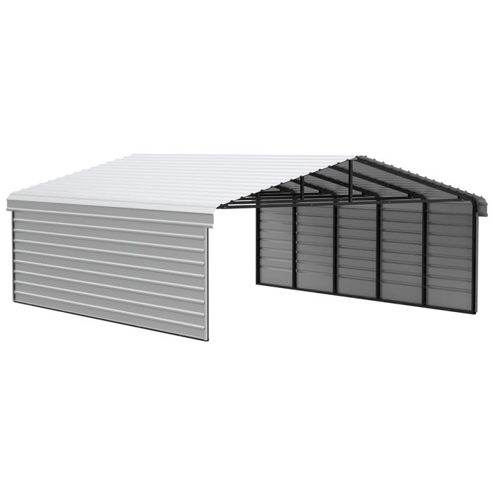 Arrow 24 x 20 x 7 ft Eggshell Carport with 2-sided Enclosure 16 Arrow 24 x 20 x 7 ft Eggshell Carport with 2-sided Enclosure 16
