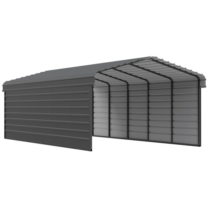 Arrow 24 x 12 x 7 ft Charcoal Carport with 2-sided Enclosure 16 Arrow 24 x 12 x 7 ft Charcoal Carport with 2-sided Enclosure 16