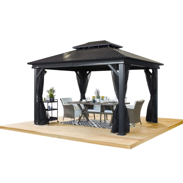 Sojag Kiana 10 x 12 ft BLACK Sojag Kiana 10 x 12 ft. Double Roof Aluminum Frame Gazebo With Netting 16 Sojag Kiana 10 x 12 ft BLACK Sojag Kiana 10 x 12 ft. Double Roof Aluminum Frame Gazebo With Netting 16