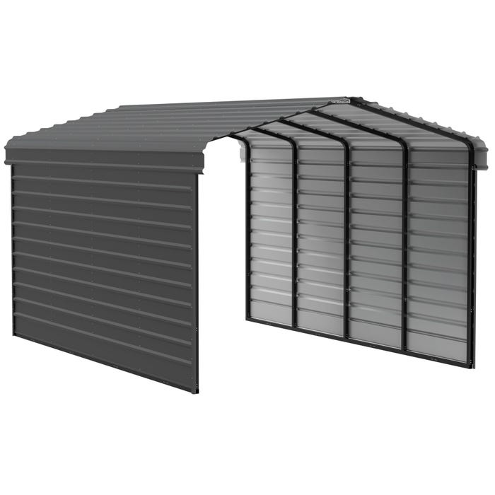 Arrow 20 x 12 x 9 ft Charcoal Carport with 2-sided Enclosure 16 Arrow 20 x 12 x 9 ft Charcoal Carport with 2-sided Enclosure 16