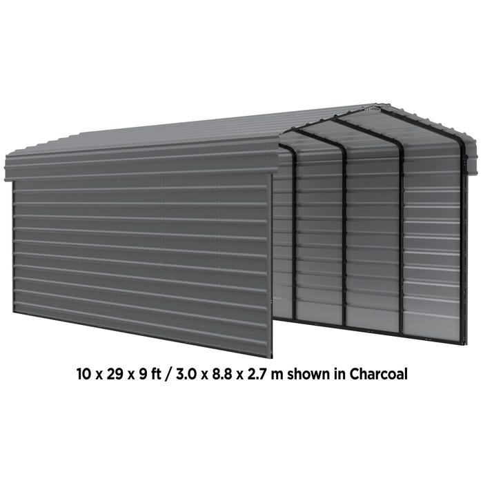 Arrow 10 x 69 x 9 ft Charcoal Carport with 2-Sided Enclosure 10 Arrow 10 x 69 x 9 ft Charcoal Carport with 2-Sided Enclosure 10