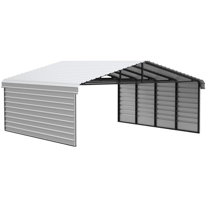 Arrow 20 x 20 x 9 ft Eggshell Carport with 2-sided Enclosure 16 Arrow 20 x 20 x 9 ft Eggshell Carport with 2-sided Enclosure 16