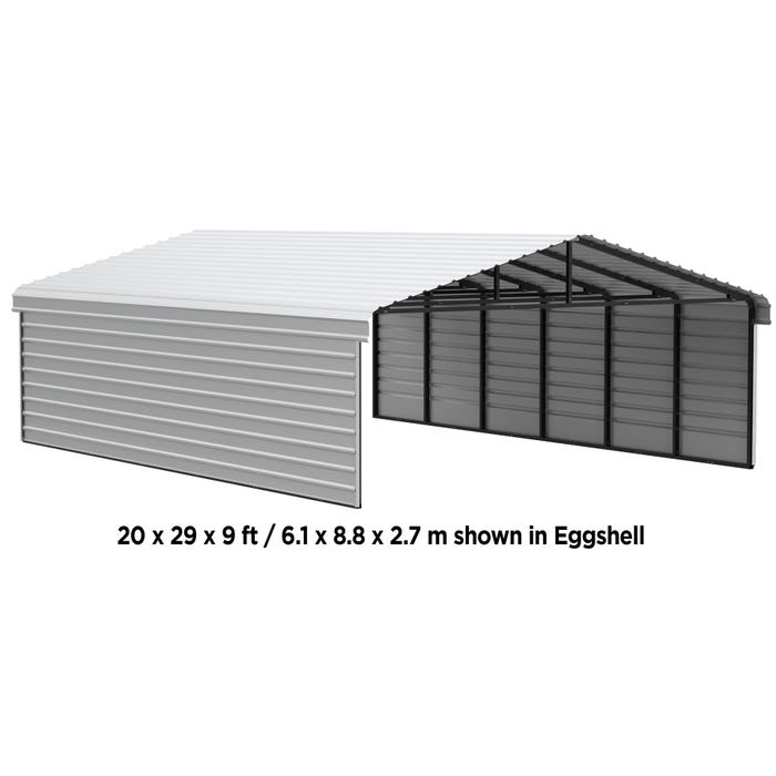Arrow 20 x 65 x 9 ft Eggshell Carport with 2-Sided Enclosure 6 Arrow 20 x 65 x 9 ft Eggshell Carport with 2-Sided Enclosure 6
