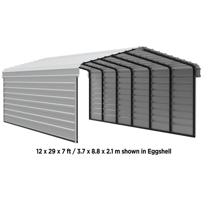 Arrow 12 x 51 x 7 ft Eggshell Carport with 2-Sided Enclosure 6 Arrow 12 x 51 x 7 ft Eggshell Carport with 2-Sided Enclosure 6