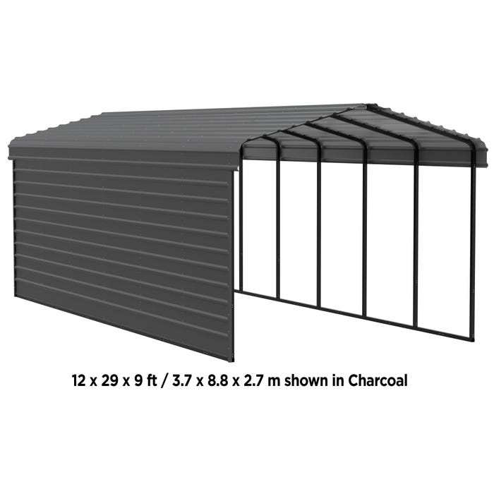 Arrow 12 x 96 x 9 ft Charcoal Carport with 1-Sided Enclosure 10 Arrow 12 x 96 x 9 ft Charcoal Carport with 1-Sided Enclosure 10