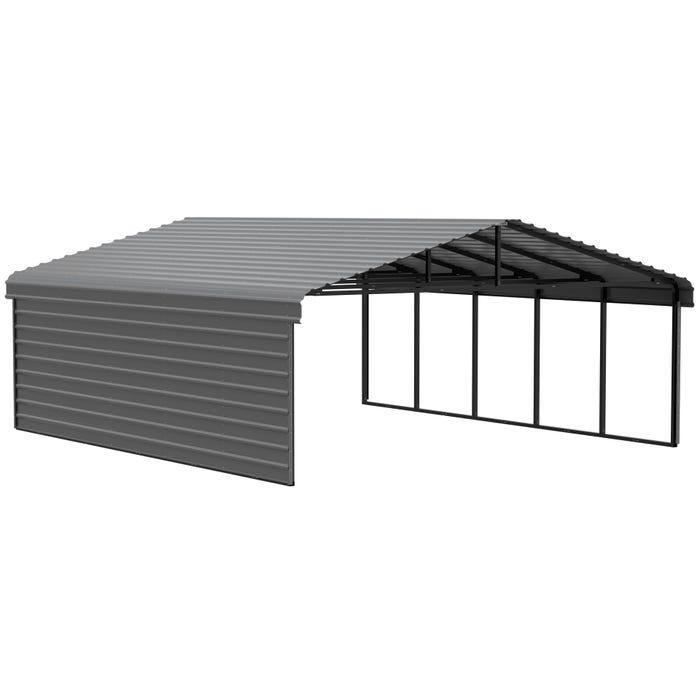Arrow 24 x 20 x 9 ft Charcoal Carport with 1-sided Enclosure 16 Arrow 24 x 20 x 9 ft Charcoal Carport with 1-sided Enclosure 16