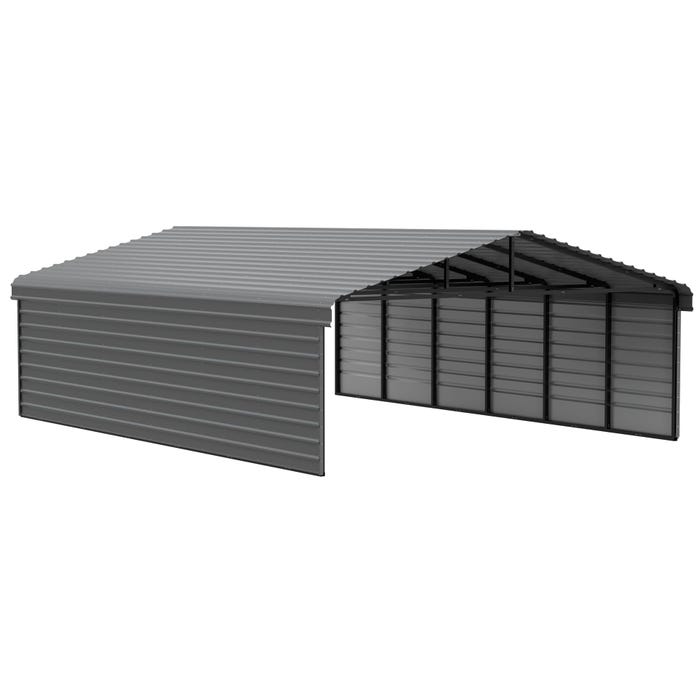 Arrow 29 x 20 x 7 ft Charcoal Carport with 2-sided Enclosure 17 Arrow 29 x 20 x 7 ft Charcoal Carport with 2-sided Enclosure 17