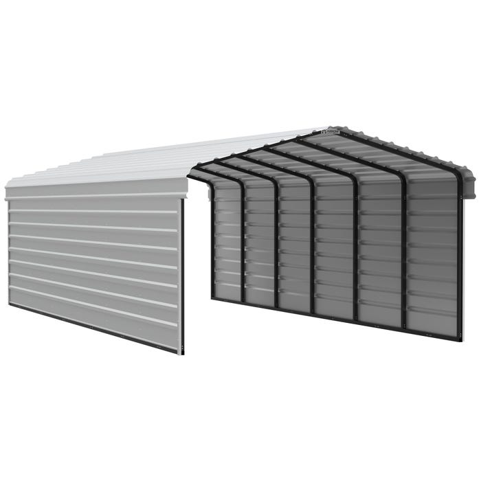 Arrow 29 x 12 x 7 ft Eggshell Carport with 2-sided Enclosure 16 Arrow 29 x 12 x 7 ft Eggshell Carport with 2-sided Enclosure 16