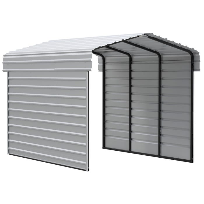 Arrow 15 x 10 ft Eggshell Carport with 2-sided Enclosure 18 Arrow 15 x 10 ft Eggshell Carport with 2-sided Enclosure 18