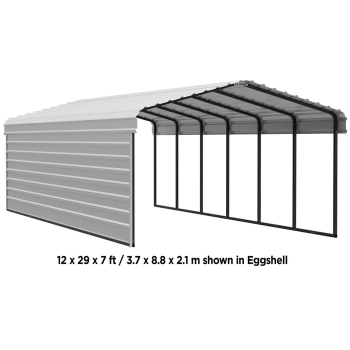 Arrow 12 x 69 x 7 ft Eggshell Carport with 1-Sided Enclosure 10 Arrow 12 x 69 x 7 ft Eggshell Carport with 1-Sided Enclosure 10